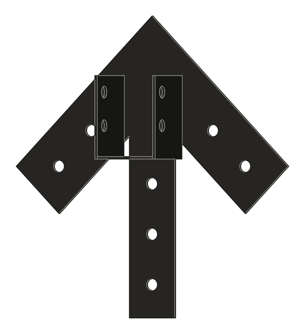 Ridge beam truss saddle: W4 Saddle, 12/12 pitch, 3/16" steel, the ridge beam ending at the plate