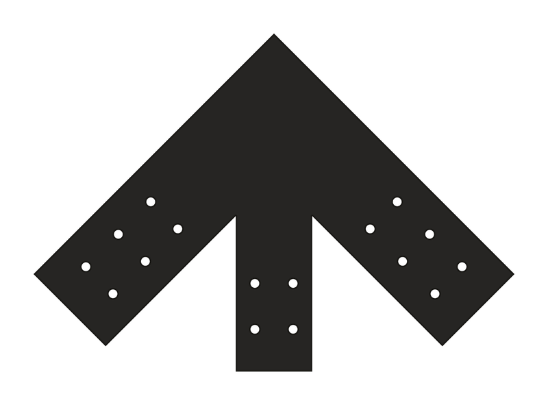 W8 timber truss plate, 12/12 pitch