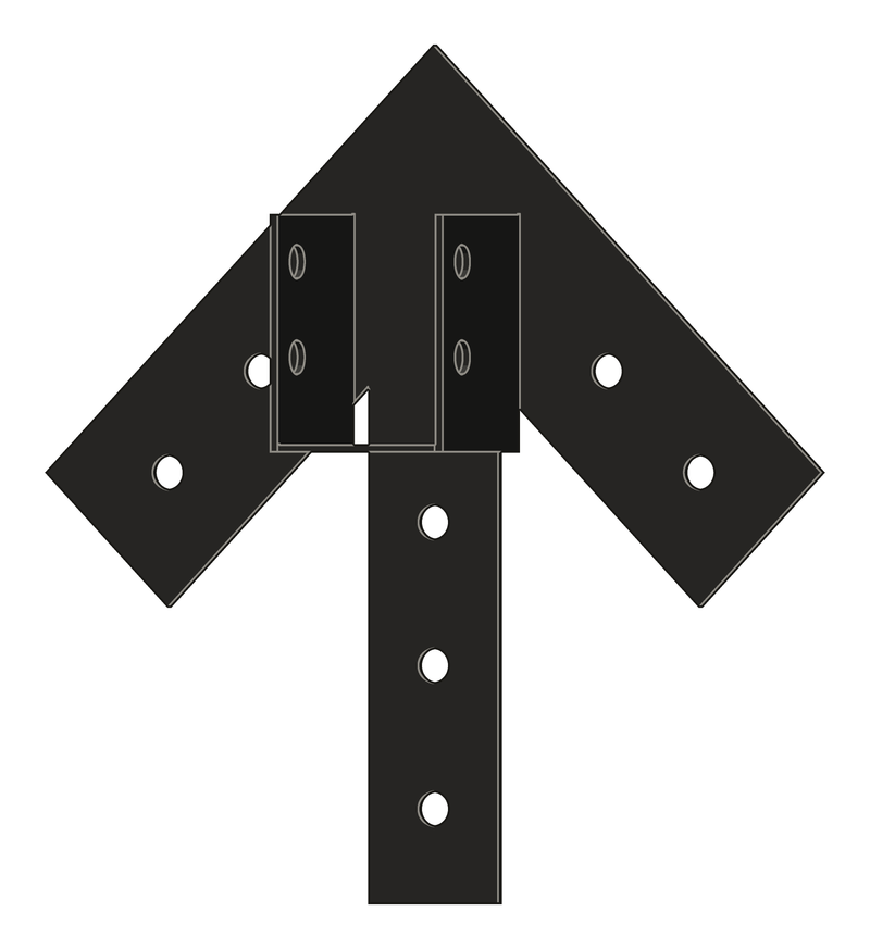 W4 Saddle, 12/12 pitch, 3/16" steel, the ridge beam ending at the plate