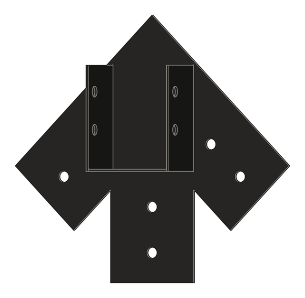 Ridge beam truss saddle: W6 Saddle, 12/12 pitch, 3/16" steel, the ridge beam ending at the plate
