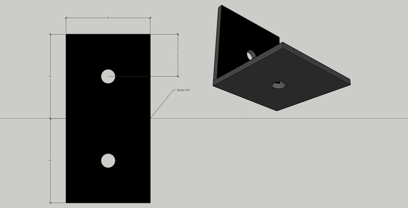 4" x 4" Heavy Duty Angle Bracket in 1/4" steel