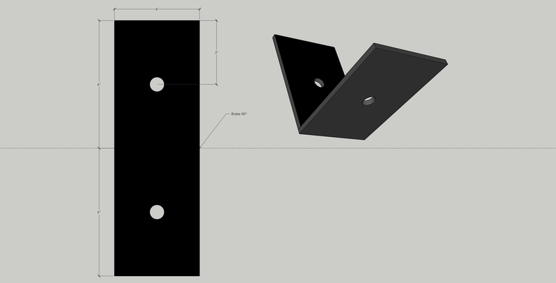 4" x 6" Heavy Duty Angle Bracket in 1/4" steel