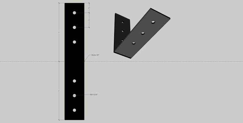 4" x 12" Heavy Duty Angle Bracket in 1/4" steel