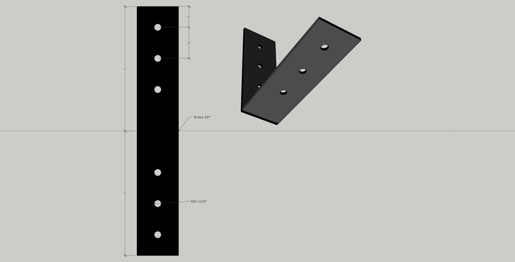 4" x 12" Heavy-Duty Angle Bracket in 1/4" steel (Actual product is unfinished steel unless powder-coating is chosen at checkout.)