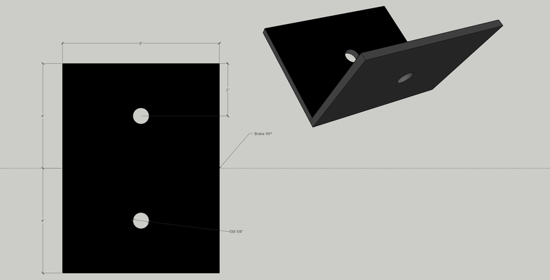 6" x 4" Heavy Duty Angle Bracket in 1/4" steel