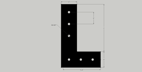 BM-L4 in 1/4" unfinished raw steel