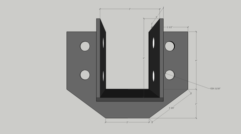 Custom Joist Hanger in 3/16" Unfinished Mild Steel