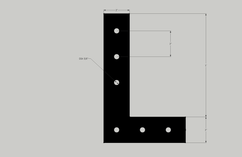 Custom 3" L-plate in 3/16" Unfinished mild steel