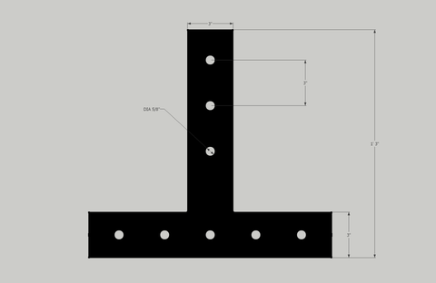 Custom 3" T-plate in 3/16" Unfinished mild steel
