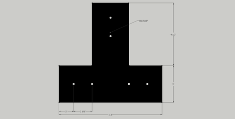 BM-T5, Custom T plate in 3/16" Unfinished Mild Steel