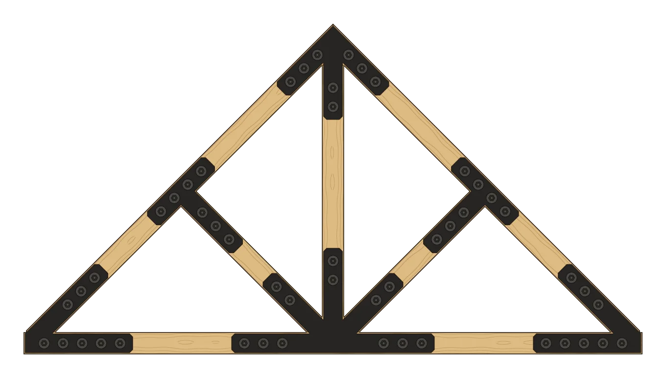 King post with struts truss with Cornice plates, drawn from the cutting files