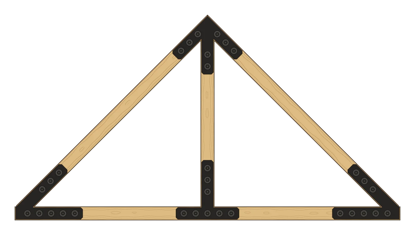 King post truss with Cornice plates, drawn from the cutting files