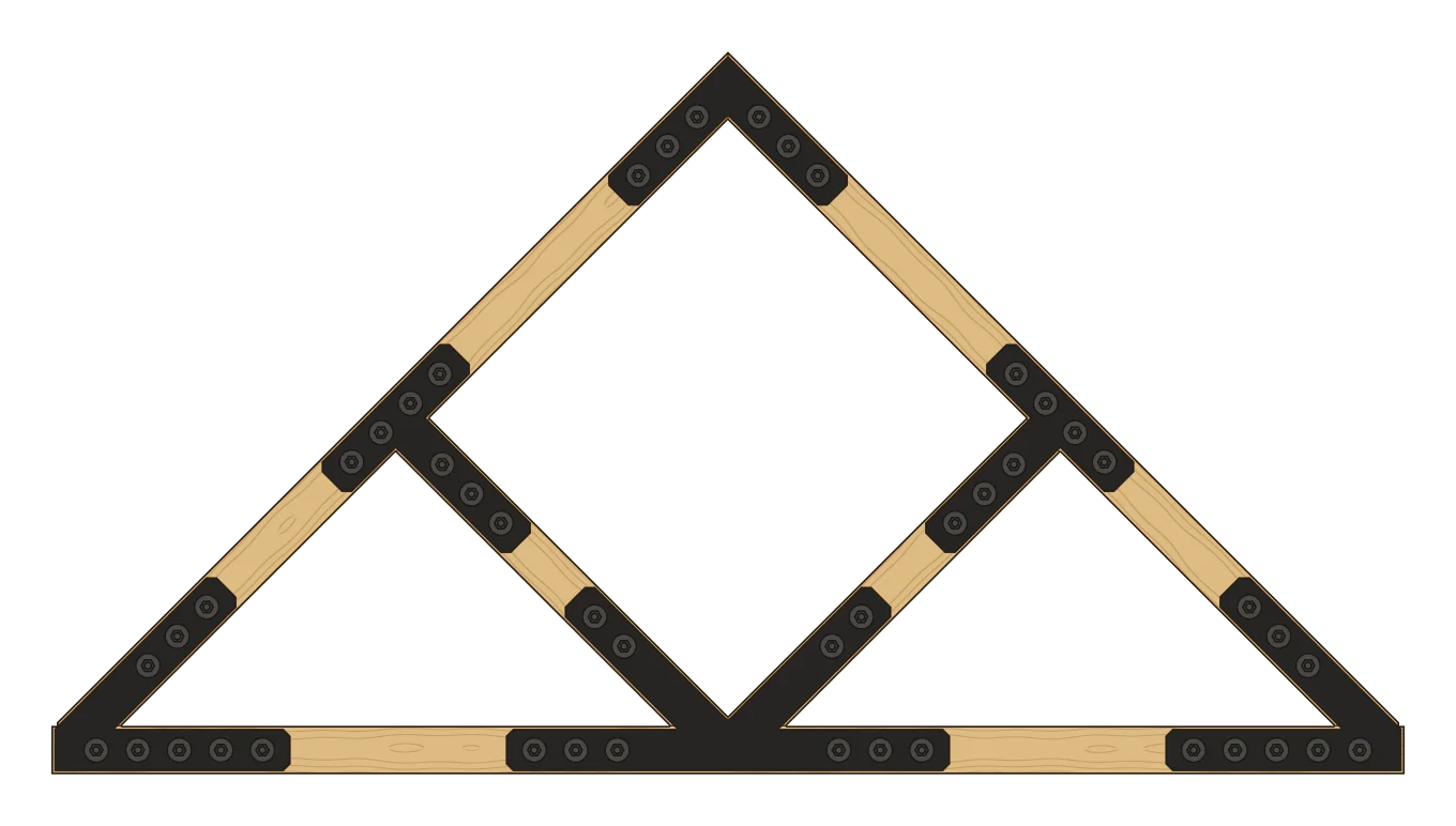 Struts, no king post truss with Cornice plates, drawn from the cutting files