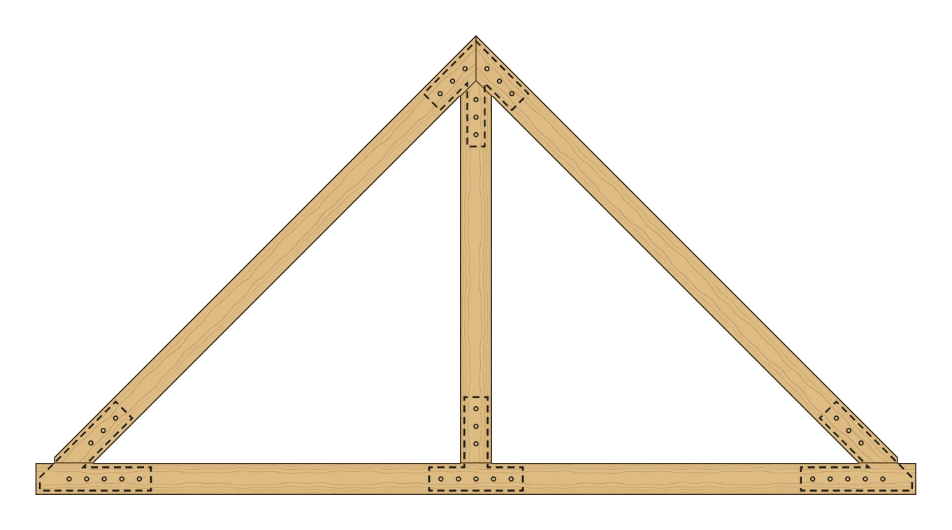 King post truss with Taiga plates, drawn from the cutting files