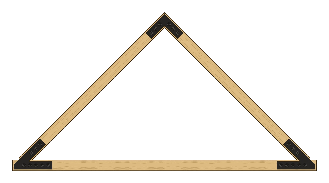 Elevation of an open truss, rafters and a tie beam only: an N4 at the peak and a VB4 at each heel.