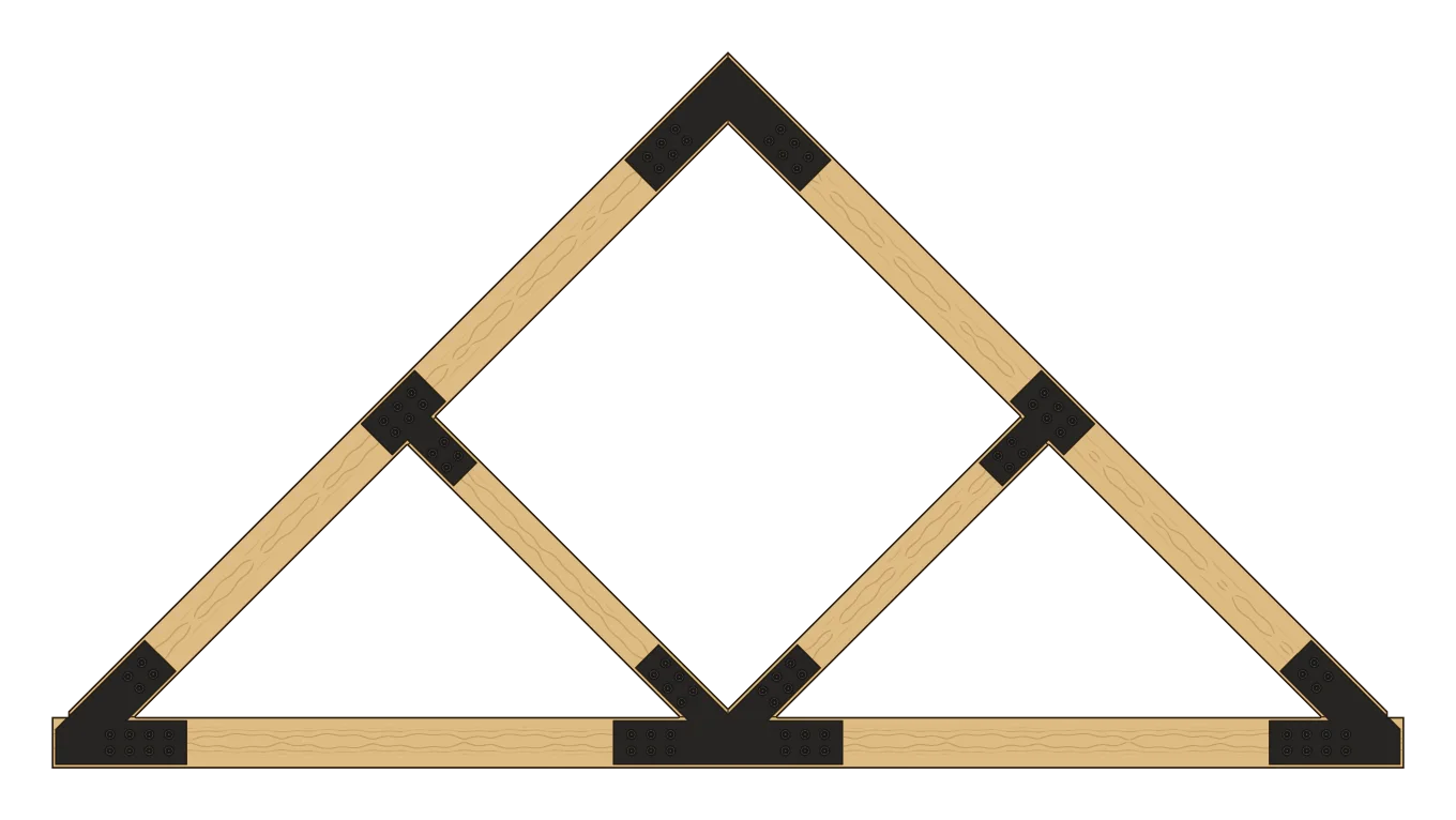 Sierra truss with struts, no king post, with the peak truss plate (N8) marked