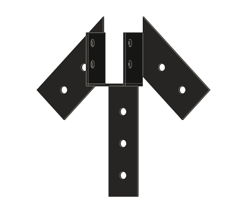 W4 Saddle at 12/12 pitch, 1/4" steel: cut for the ridge beam to pass through