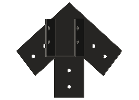 W6 Saddle at 10/12 pitch, 1/4" steel: the ridge beam ends at the plate