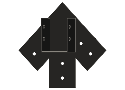 W6 Saddle at 12/12 pitch, 3/16" steel: the ridge beam ends at the plate